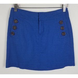 Lilly Pulitzer Women's Sz. 2 Blue Brown Button Detail Cotton Mini Skirt